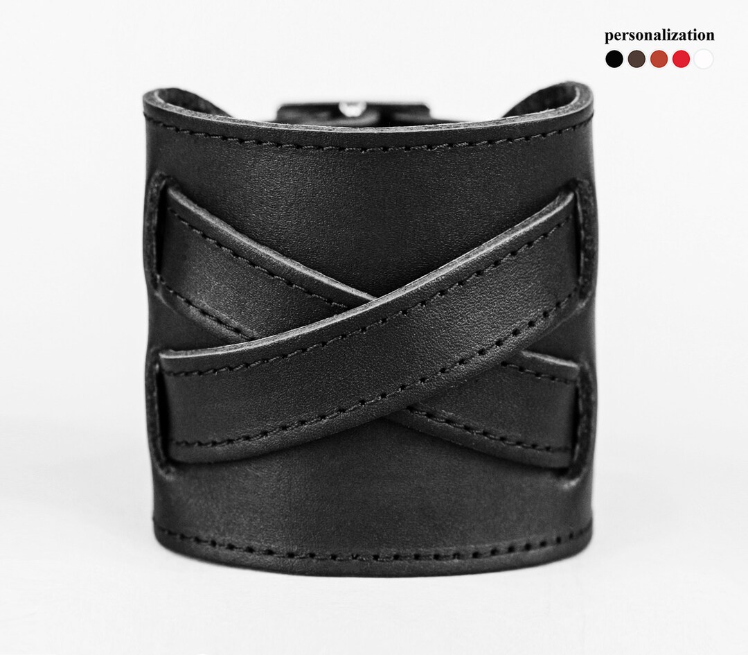 Aviator Leather Wrist Cuff Bracelet for Men or Women Wide Etsy