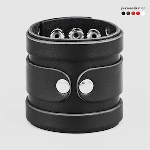 Pulsera de cuero minimalista para hombre o mujer, pulsera de cuero ancha, 3575