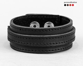 wide Leather cuff bracelet for men or women for wrist from 5.9 to 9 in (15-24 cm), 3541st