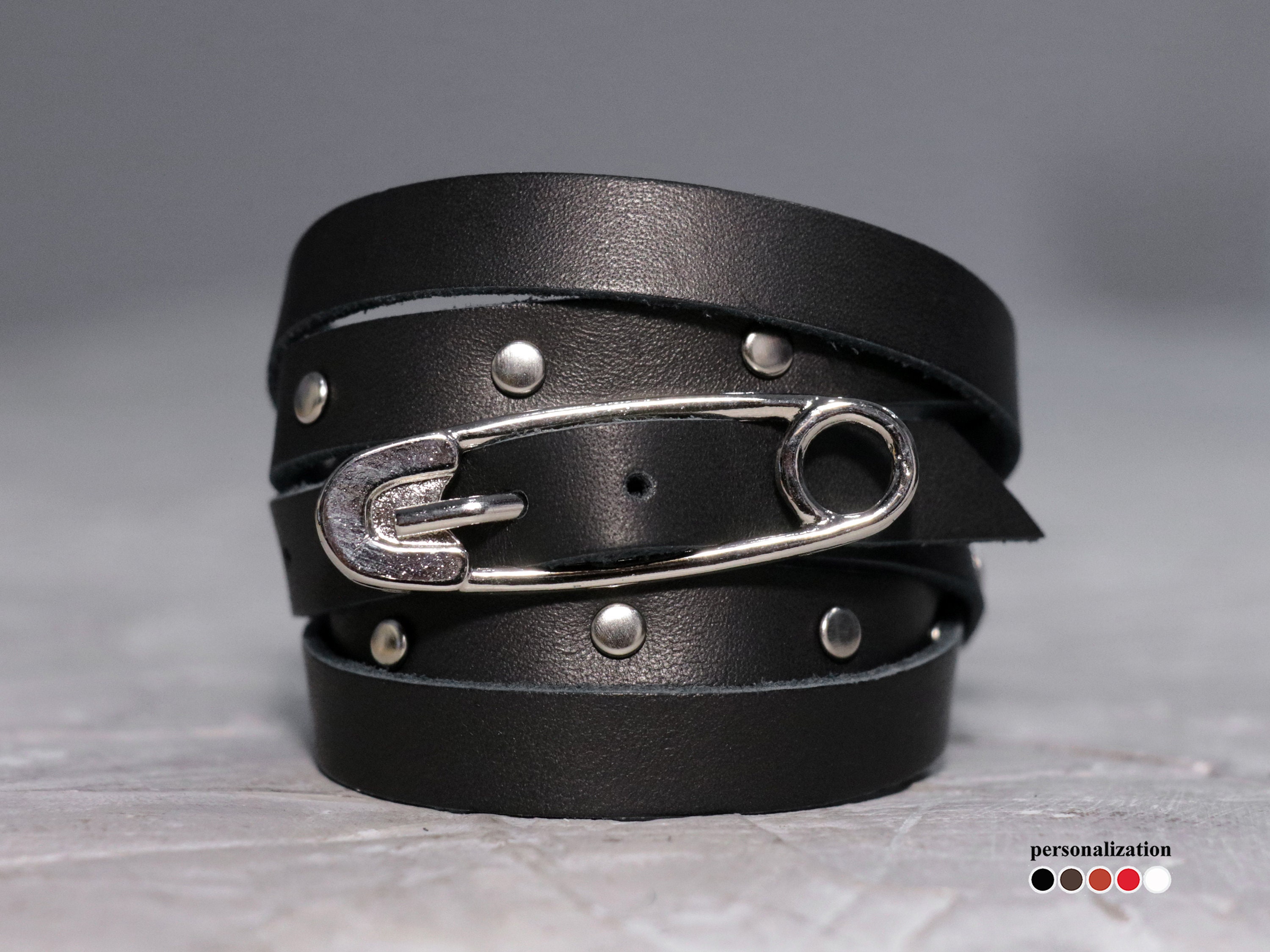 Black Safety Pin Buckle Belt