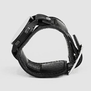Wide leather stitched cuff band compatible with Samsung and other Smart watch for men or women, 2240st image 5