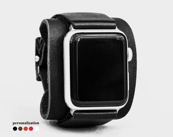 wide Leather Apple watch cuff band for men or women 38mm 40mm 41mm 42mm 44mm 45mm 46mm 49mm, series 4 5 6 7 8 9 10 11 SE Ultra 2 3, 1530