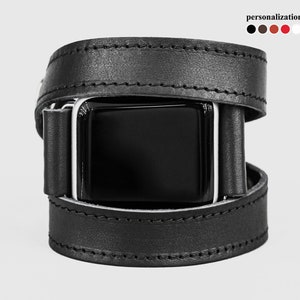 double wrap Leather Apple watch band for women or men 38 40 41 42 44mm 45mm 46mm 49mm, series 3 4 5 6 7 8 9 10 SE SE 2 Ultra Ultra 2, 1095st