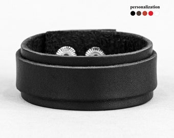 wide Leather wrist cuff bracelet for men or women for wrist from 5.9 to 9 in (15-23 cm), 3542