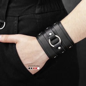 Brede leren polsbandjes - leren polsmanchet - leren armband heren - brede leren gesp armbeschermer voor heren leren armband gesp 6711