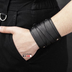 Breite Lederarmbänder - Leder Handgelenkmanschette - Lederarmband Herren - Breiter Leder Armschoner für Herren Lederarmband Schnalle 6714