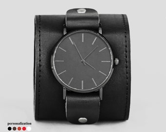 Wide Leather watch cuff band for men or women - Lug 10mm 12mm 14mm 16mm 18mm 20mm 22mm 24mm 26mm 28mm 30mm, 5363st