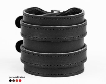 Hypoallergeniskt läderarmband med breda sömmar för män eller kvinnor, för handleder från 6,1 till 8,6 tum (15,5-22 cm), 8030 st