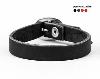 Slim narrow Leather cuff bracelet for men or women for wrist from 4 to 10 inch (10-25 cm), 6900
