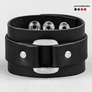 wide Leather wrist cuff bracelet wristband for men or women, 3140