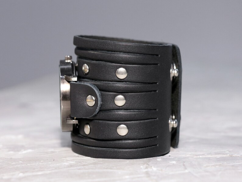 Stud Wide Leather Watch Strap Wide Leather Watch Band Leather Etsy