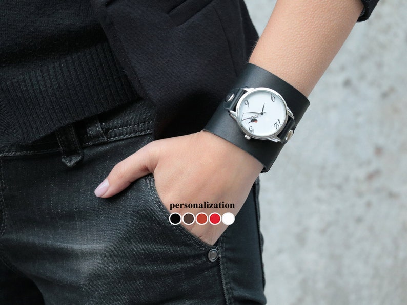 14 26mm Leather Watch Strap Mens Cuff Watch Leather Watch Etsy