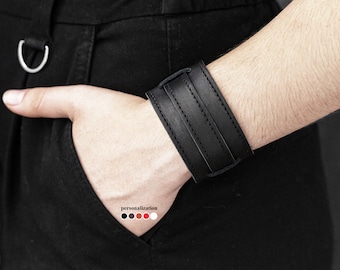 Handcrafted Leather Cuff Bracelet Intricate Stitch Design, Adjustable  Buckle Stylish Unisex Wristband Accessory, Gift For Him 6240st