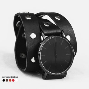 double Wrap leather watch band for men or women - wide Leather watch strap for lug 16mm 18mm 20mm 22mm 24mm 26mm 28mm 30mm, 5090