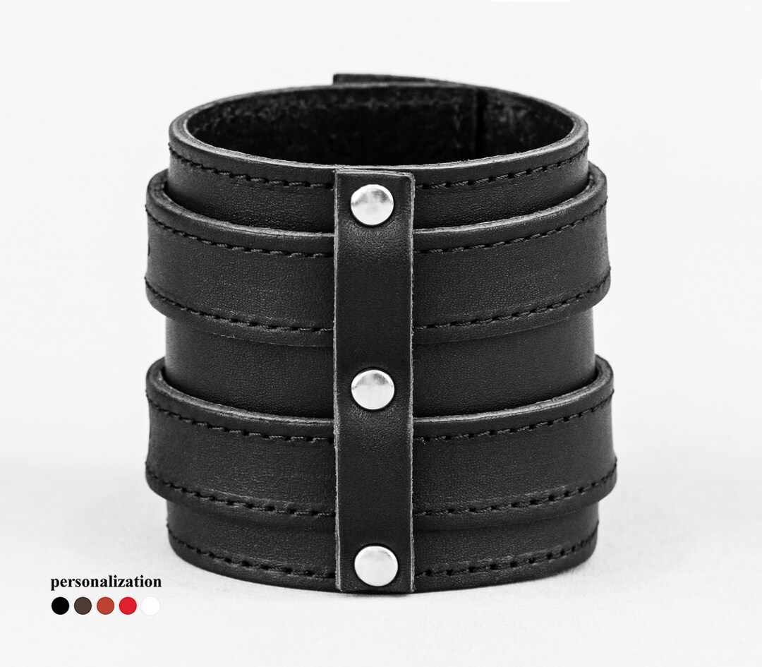 Wide Leather Wrist Cuff Bracelet for Men or Women Leather Etsy