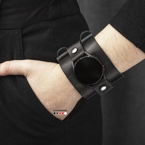 Wide western leather cuff band compatible with Samsung and other Smart watch for men or women, 2160