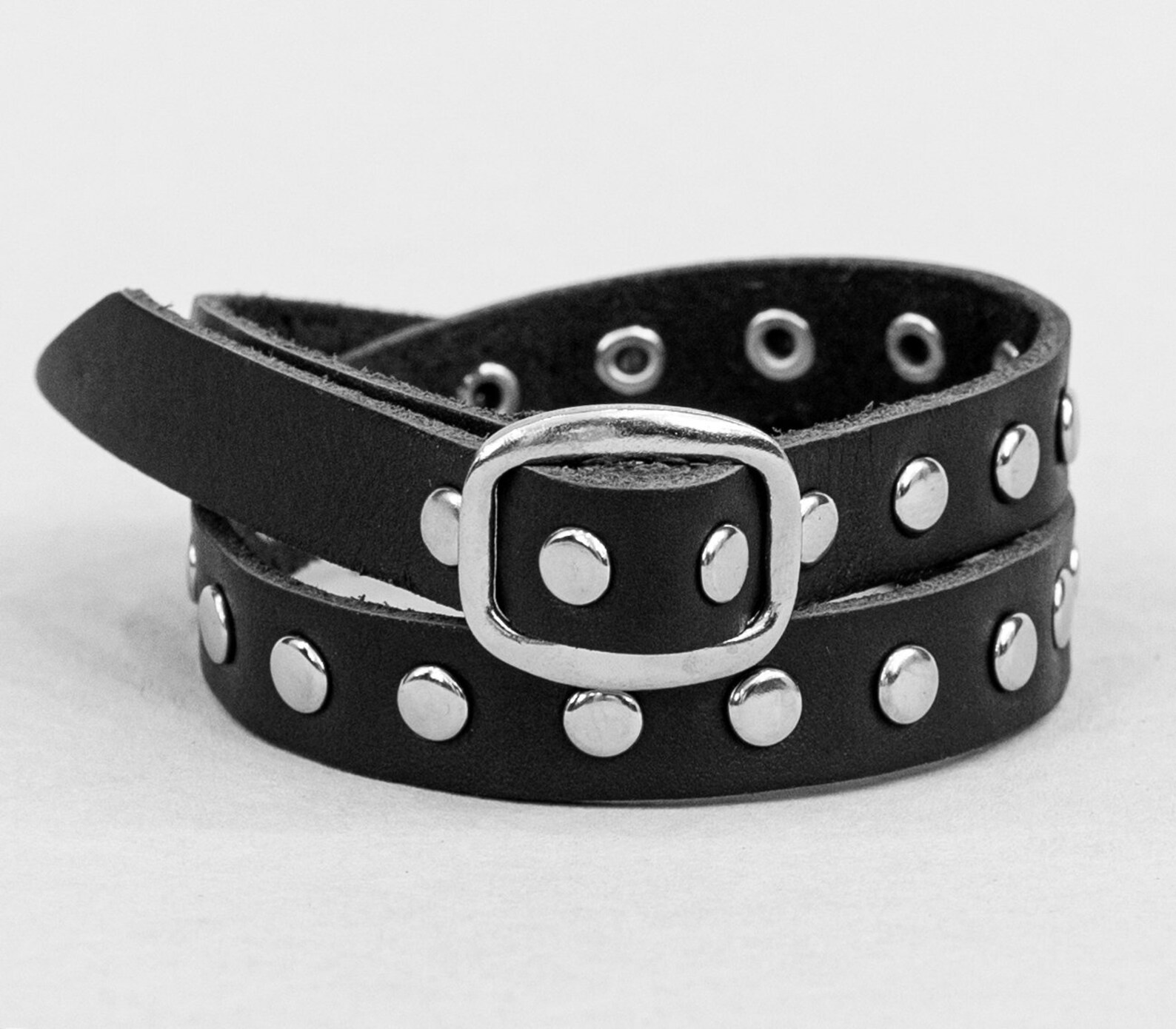 Leather Stud Wrap Bracelet Double Wrap Leather Bracelet Etsy