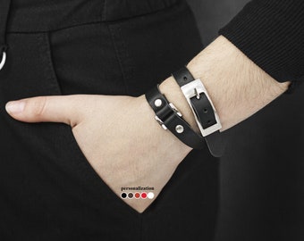 Double wrap leather bracelet for men or women, 8062