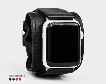 wide Leather Apple watch cuff band for men or women 38mm 40mm 41mm 42mm 44mm 45mm 46mm 49mm series 4 5 6 7 8 9 10 11 SE Ultra 2 3, 1530st