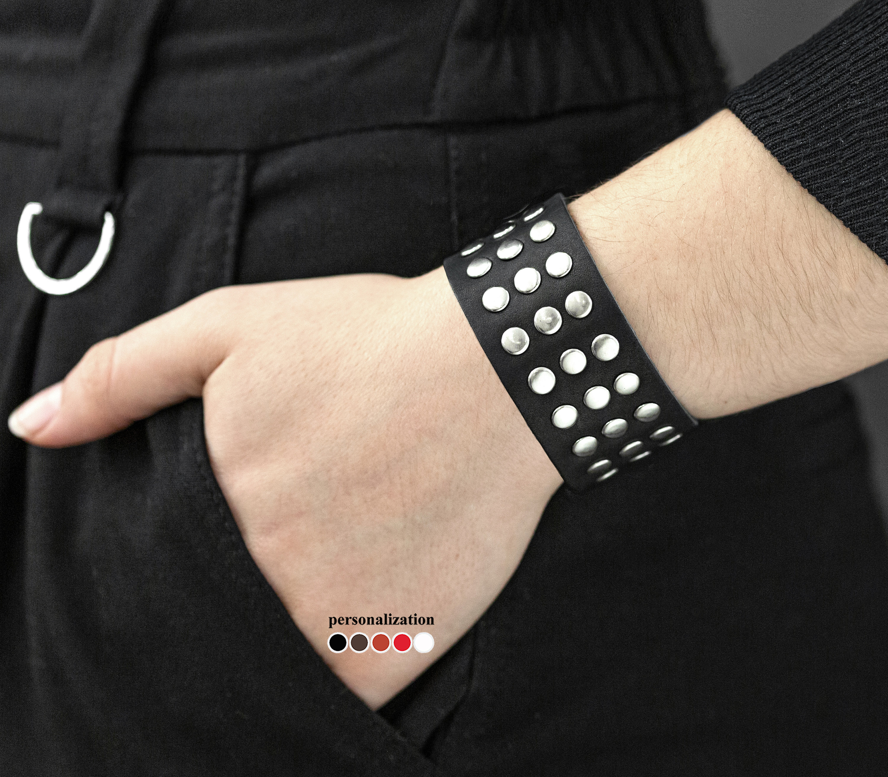 Studded Leather Cuff - Etsy