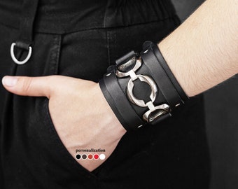 Premium Men's Leather Wrist Cuff - Rugged Biker Armlet - High-Quality Bracelet - Fashionable Arm Guard to Enhance Your Look, 6713