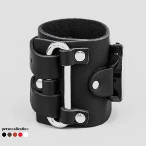 Wide leather cuff band compatible with Samsung and other Smart watch for men or women,  2108