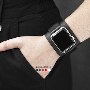 brede leren Apple Watch-manchetband voor heren of dames 38 mm 40 mm 41 mm 42 mm 44 mm 46 mm 45 mm 49 mm, serie 3 4 5 6 7 8 9 10 SE Ultra Ultra 2, 1235