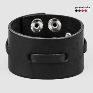 wide Leather wrist cuff bracelet for men or women, Leather armlet wristband, 3521