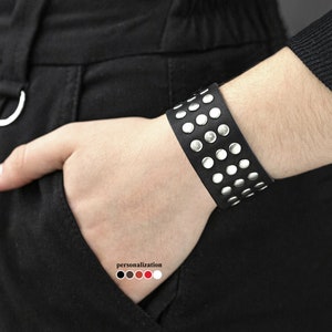 Leather rivet cuff bracelet Leather stud wrist cuff Leather wristbands Wide leather cuff Leather cuff bracelet for woman Men wrist band 4603