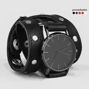 double Wrap leather watch band for men or women - wide Leather watch strap for lug 16mm 18mm 20mm 22mm 24mm 26mm 28mm 30mm, 5090st