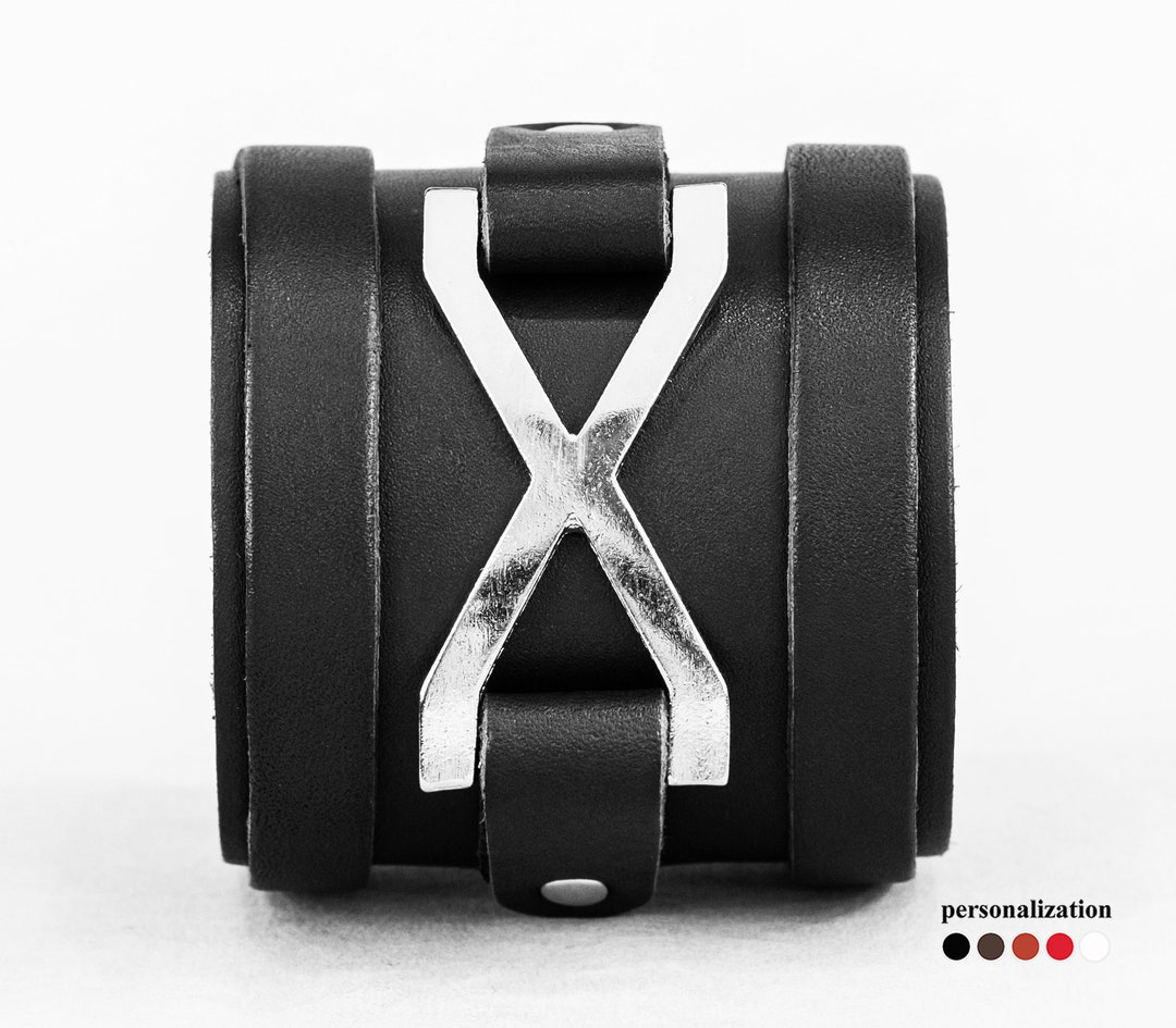 Wide Leather Wrist Cuff Bracelet, Black Wide Leather Cuff Wristband for Men or Women, 3931 Etsy