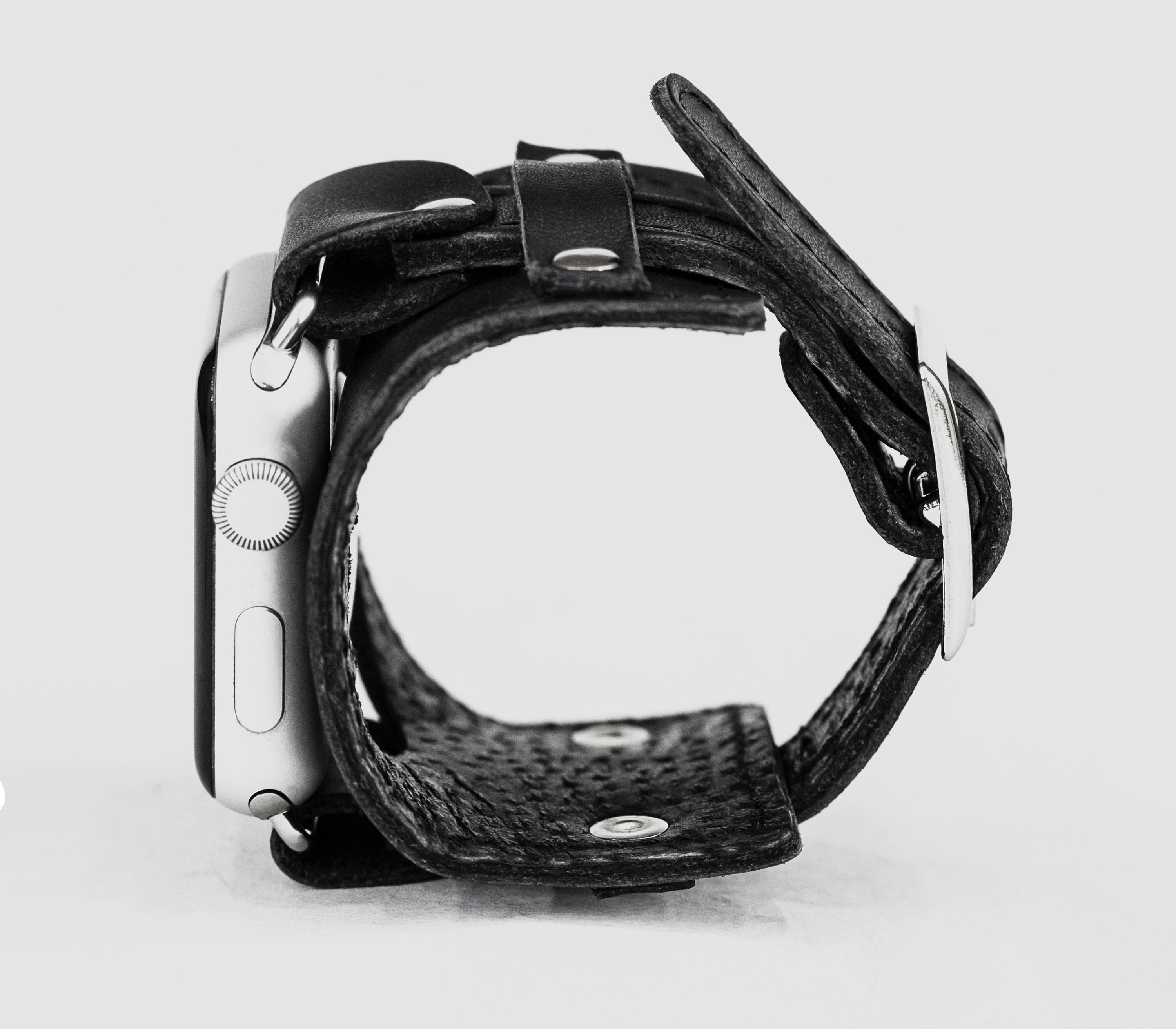 Wide Leather Apple Watch Cuff Band for Men or Women 38mm 40mm 41mm 42mm ...