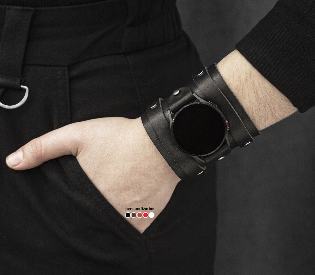 Buy Wide Leather Cuff Band Compatible With Samsung Watch, Samsung