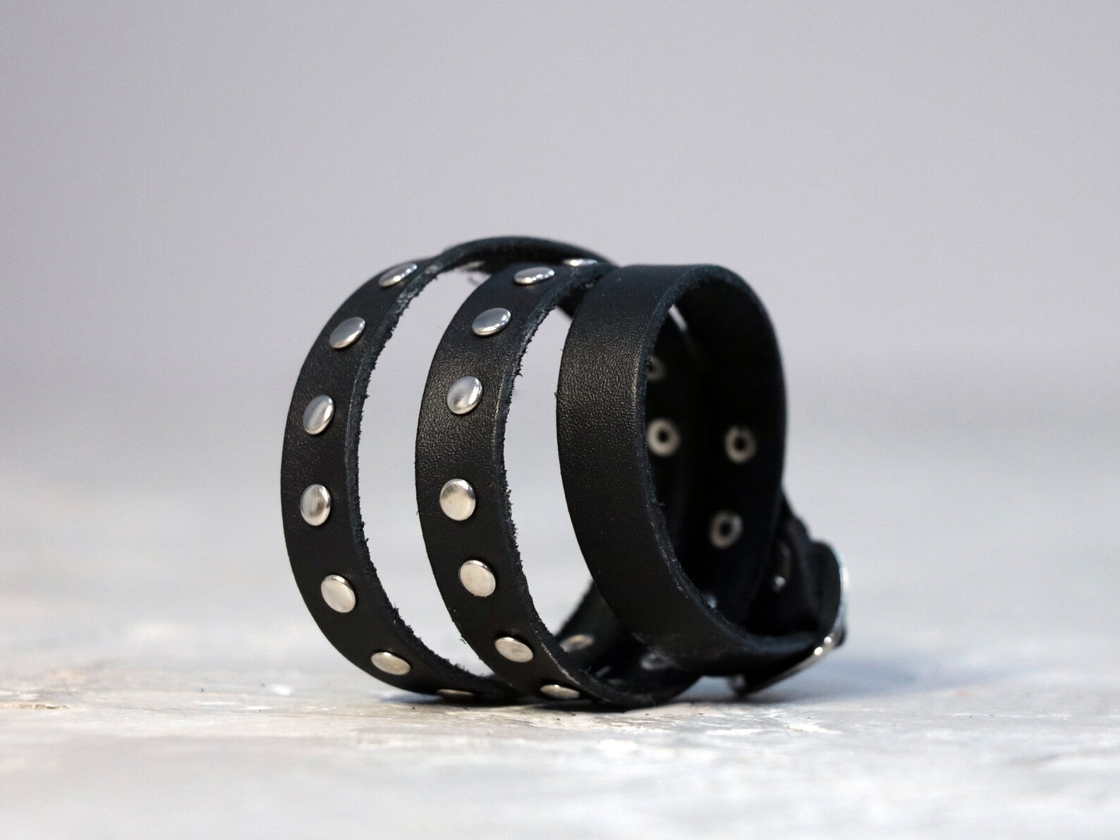 Leather Stud Wrap Bracelet Double Wrap Leather Bracelet Etsy