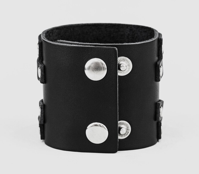 Large bracelet manchette en cuir avec araignée, bracelet manchette large en cuir noir pour homme ou femme, protège-bras en cuir, 3290 image 6