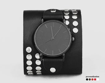 Wide Leather watch cuff band for men or women - Lug 10mm 12mm 14mm 16mm 18mm 20mm 22mm 24mm 26mm 28mm 30mm, 5070