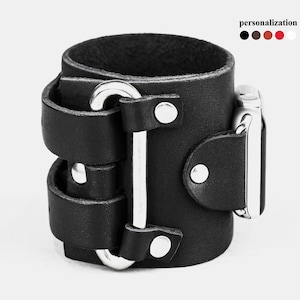 Brede leren Apple Watch-manchetband voor heren of dames 38 mm 40 mm 41 mm 42 mm 44 mm 45 mm 46 mm 49 mm, serie 3 4 5 6 7 8 9 10 SE 2 Ultra 2, 1108