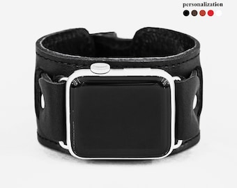 wide Leather Apple watch cuff band for men or women 38mm 40mm 41mm 42mm 44mm 46mm 45mm 49mm, series 3 4 5 6 7 8 9 10 11 SE Ultra 2 3, 1240st