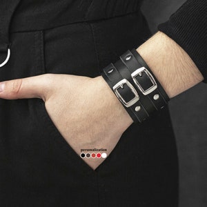 Buckle leather bracelet Biker leather bracelet Wide leather cuff bracelets for men Wrist cuff bracelet Leather wrist cuff  4013
