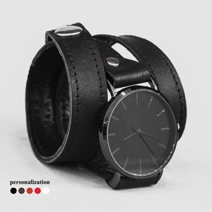 ダブルラップレザーウォッチバンド、男性用または女性用 - 幅広レザーウォッチストラップ、ラグ16 mm、18 mm、20 mm、22 mm、24 mm、26 mm、28 mm、30 mm、5095st