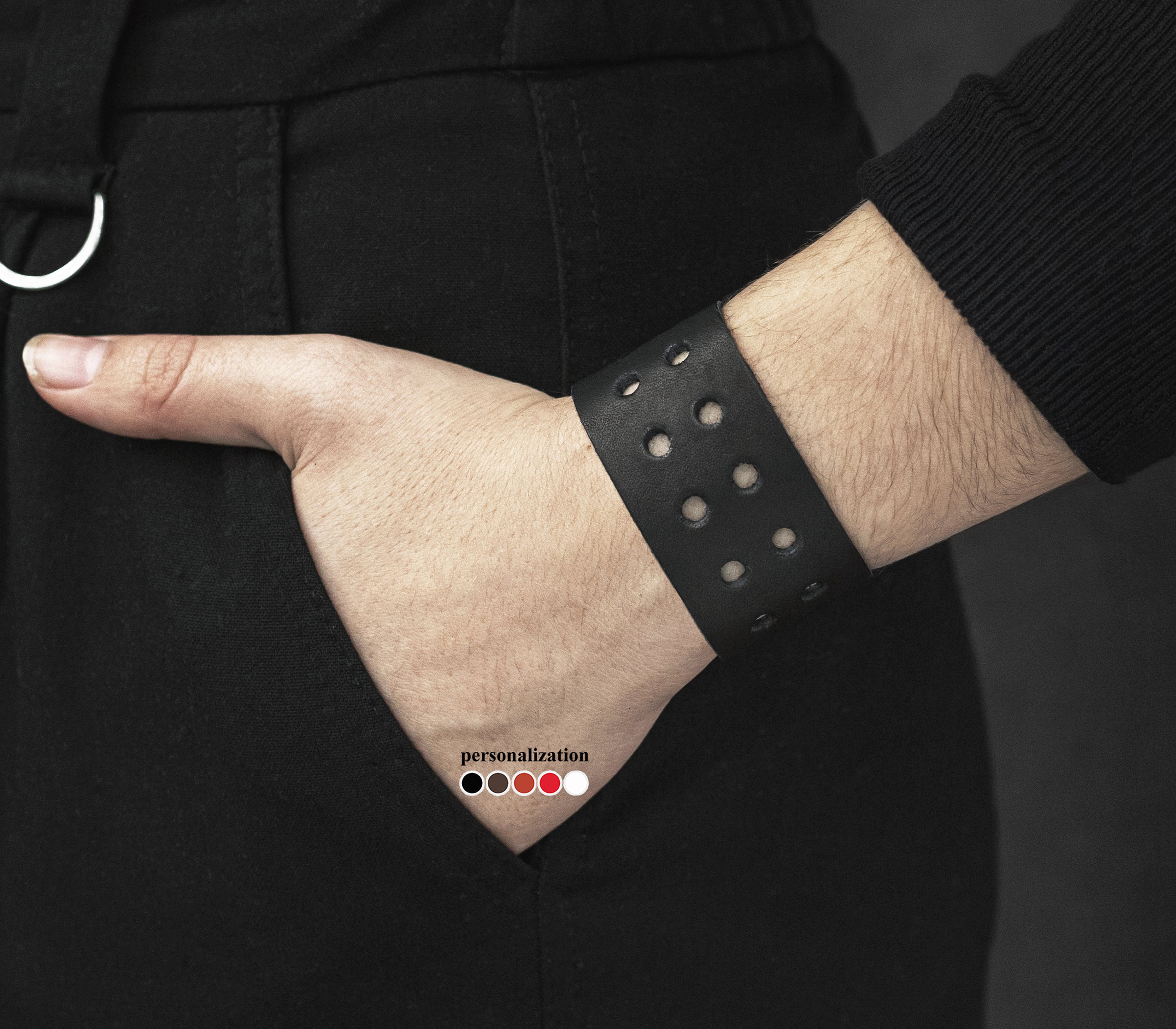 Black Leather Arm Cuff Bracelet for Women, 4020 - Etsy