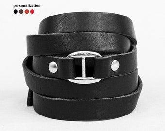 Leather wrap bracelet for woman, Upper arm leather bracelet, 8060