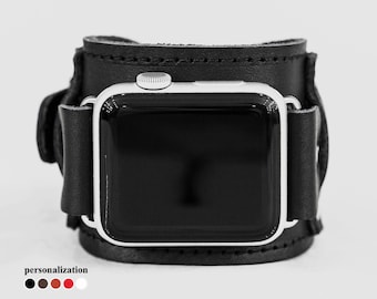 wide Leather Apple watch cuff band for men or women 38mm 40mm 41mm 42mm 44mm 45mm 46mm 49mm series 3 4 5 6 7 8 9 10 11 SE Ultra 2 3, 1552st