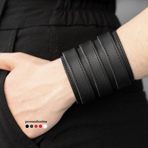 Stylish Leather Bracelets: Trendy Unisex Leather Cuffs for Fashion-Forward Individuals wide Leather cuff bracers for men or women 6800st