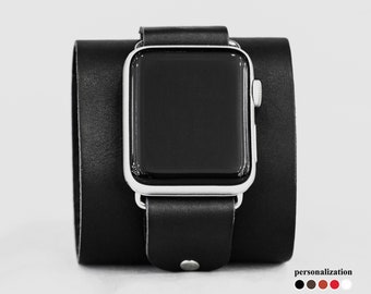 Wide leather Apple watch cuff band for men or women 38mm 40mm 41mm 42mm 44mm 45mm 46mm 49mm, series 3 4 5 6 7 8 9 10 11 SE Ultra 2 3, 1363