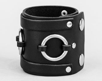 Premium Handcrafted Leather Wrist Cuff , Unisex Bracelet with Wide Band Design, Fashionable Wristband for Men or Women,  3086