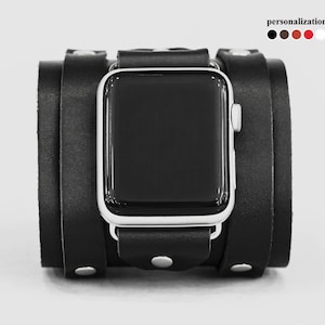 wide Leather apple watch cuff band for men or women 38mm 40mm 41mm 42mm 44mm 45mm 49mm, series 3 4 5 6 7 8 9 SE Ultra Ultra 2, 1715