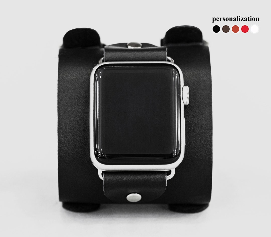 Wide Western Leather Apple Watch Cuff Band Men / Women 38mm 40mm 41mm ...