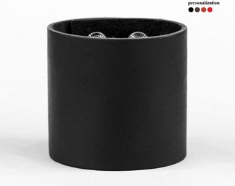 Gifts for Father - Statement Wide Leather Wristband, Sleek Black Cuff Bracelet for Men, Perfect for Dad's Day, Fathers Day Gifts  3603