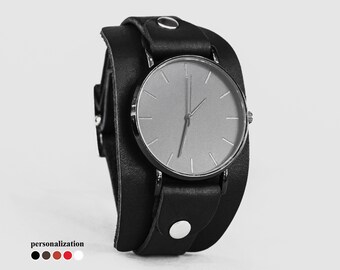 wide Leather watch cuff band strap for men or women for Lug 16mm 18mm 20mm 22mm 24mm 26 mm 28mm 30mm, 5357